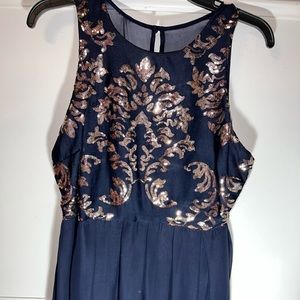 B Darlin Sequined Navy Dress. Sleeveless. Worn Once. Size 15/16.